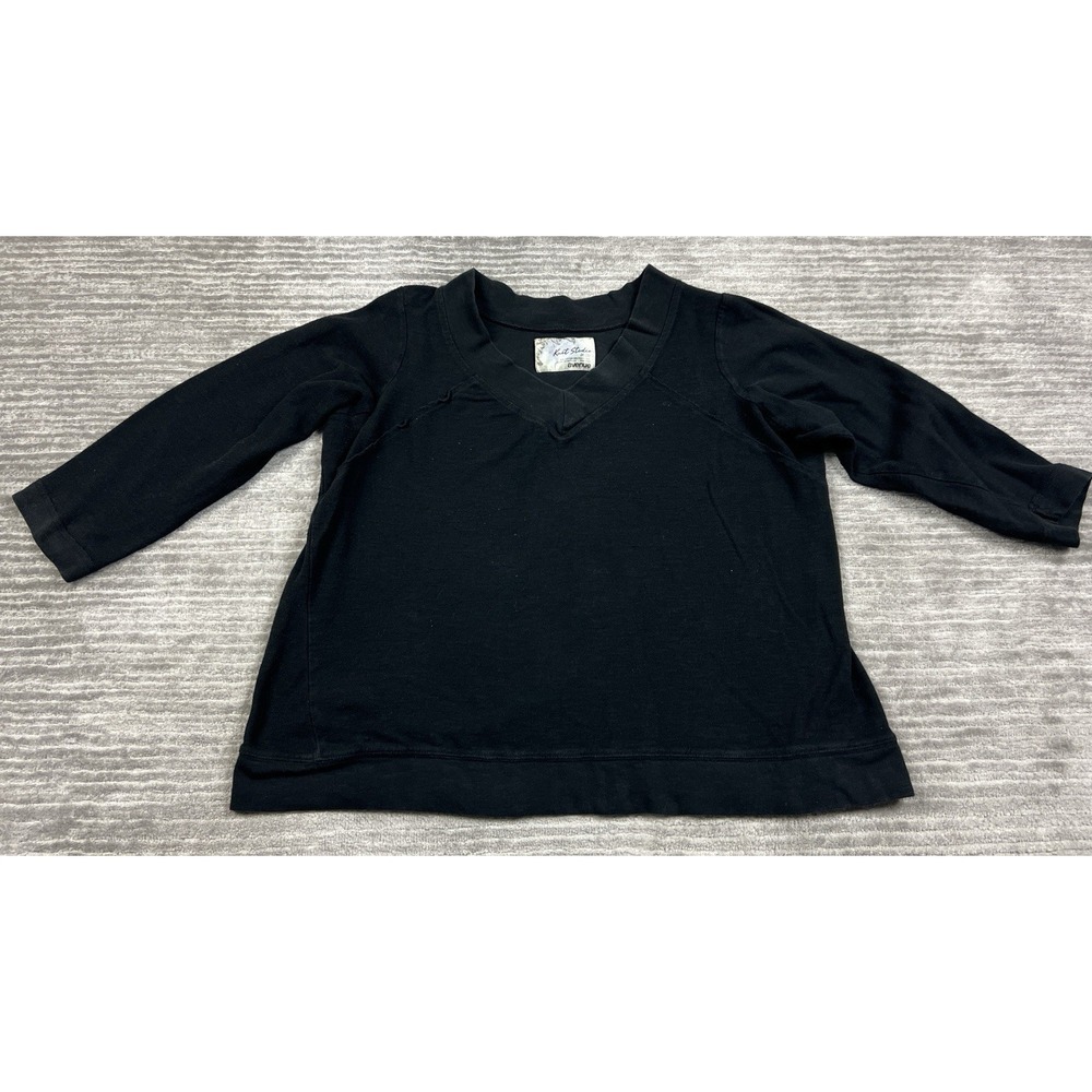 Avenue Sweater Womens 18/20 Black Knit Studio 3/4 Sleeve‎ Vneck Casual